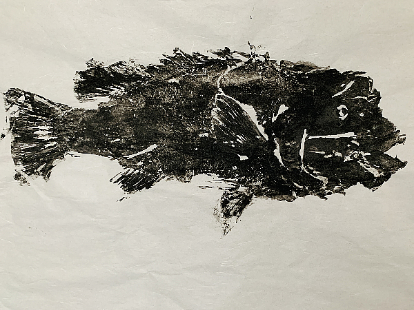 初めての魚拓Gyotaku