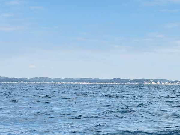 海上から見た鎌倉の様子